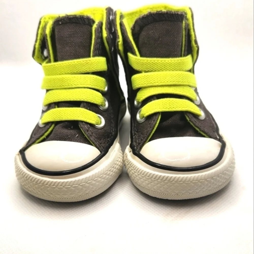 Converse All Star Hightop Boys Shoes Gray and Green Size‎ 2